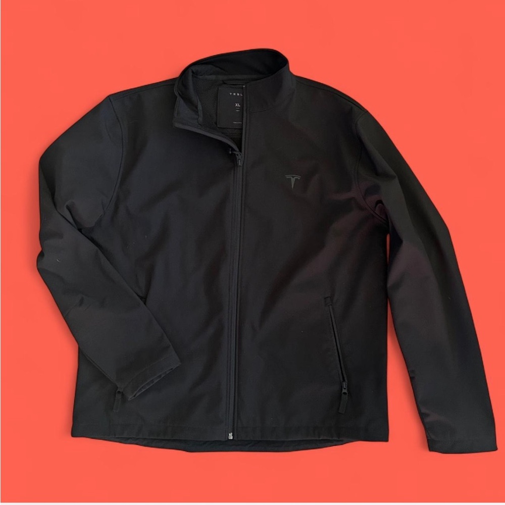 Discontinued Corporate Tesla Men's Black
Softshell Full-Zip Jacket — XL